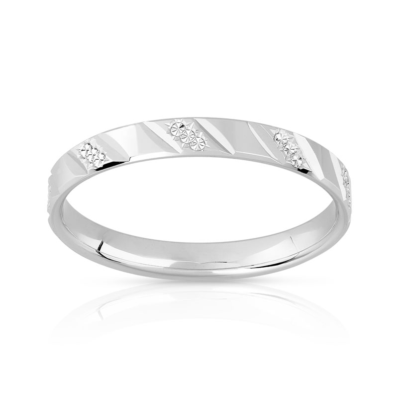 Alliance or 375 blanc facetté 3 mm