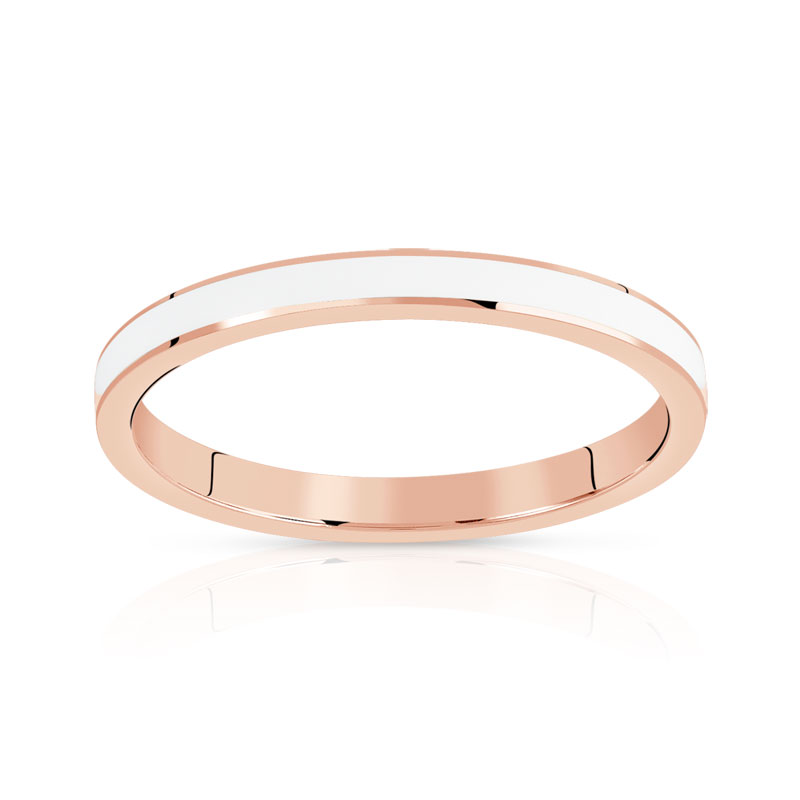 Alliance or 375 rose et laque céramique blanche