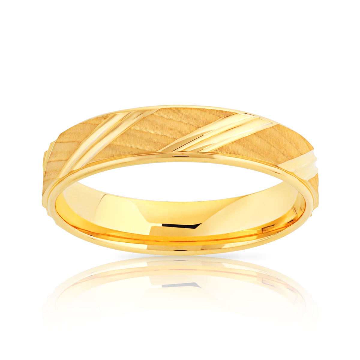 Alliance or 750 jaune mat facettés 5 mm