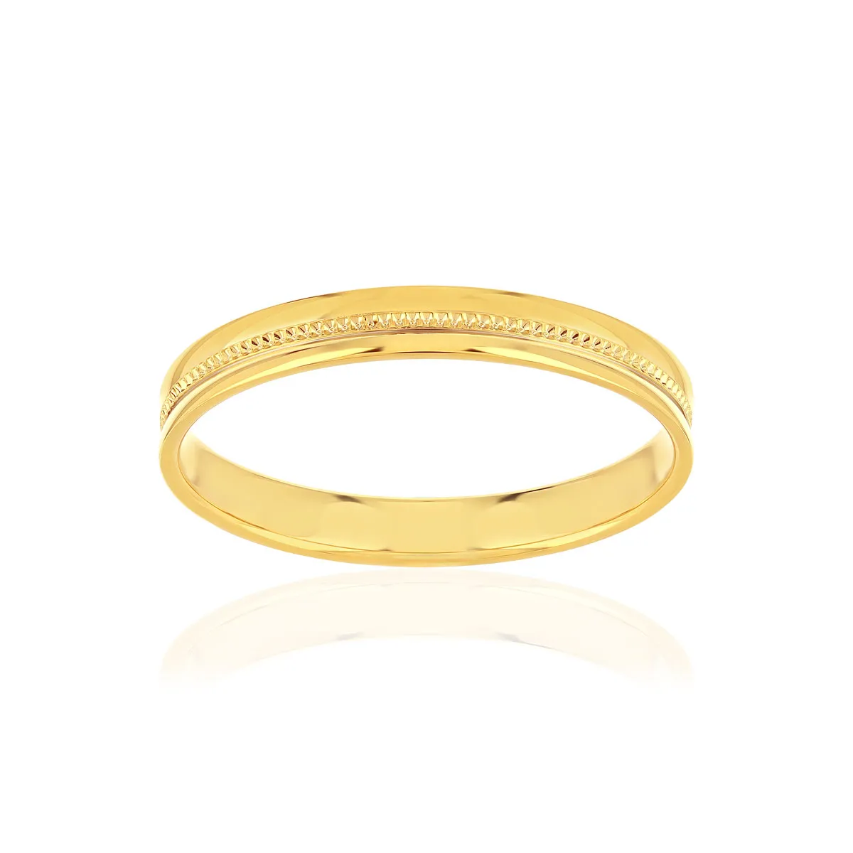 Alliance or 750 jaune motif perlé