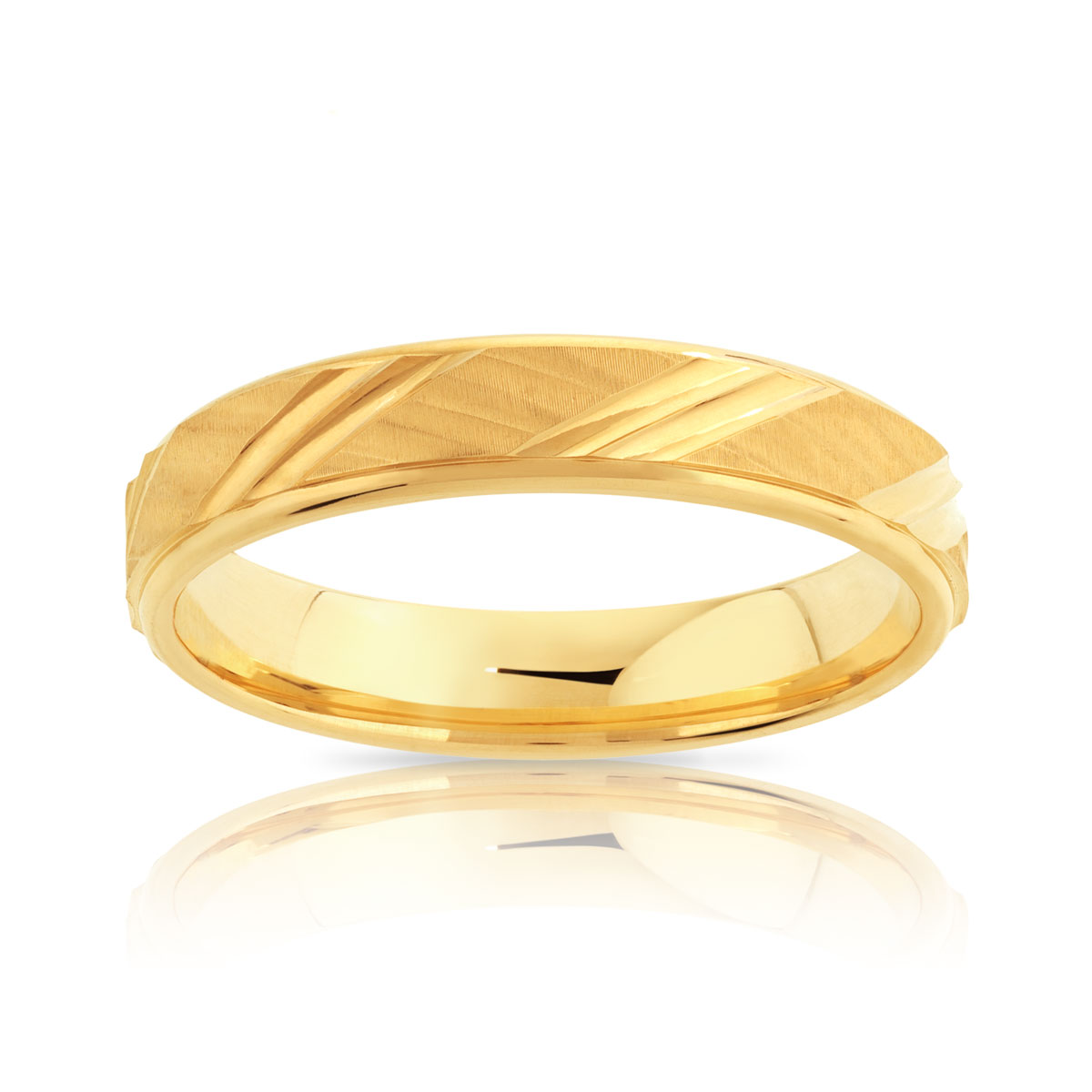 Alliance or 750 jaune satiné et facetté 4 mm