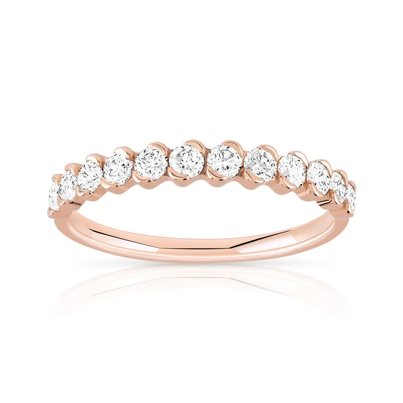 Alliance or 750 rose demi-tour diamants