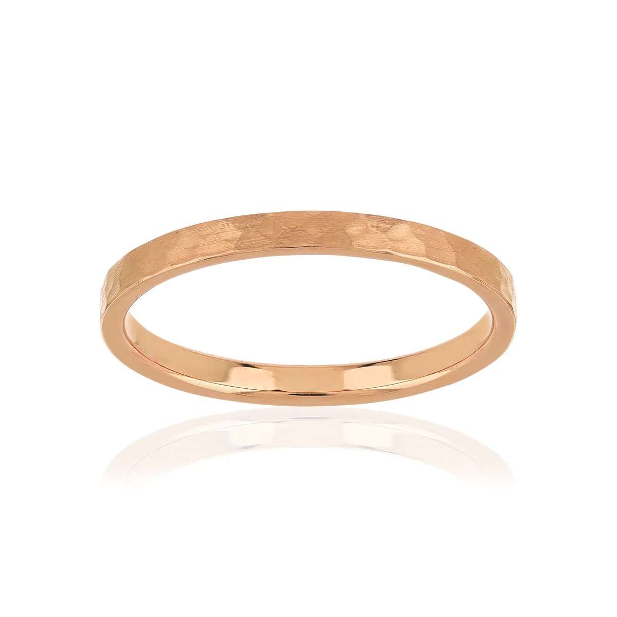 Alliance or 750 rose effet martelé