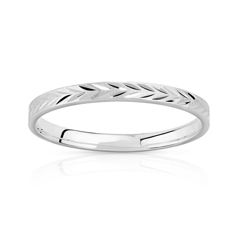 Alliance or blanc 375 facetté 2 mm