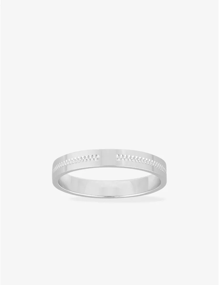 Alliance or blanc 750 ‰ motif ciselé - Mariage