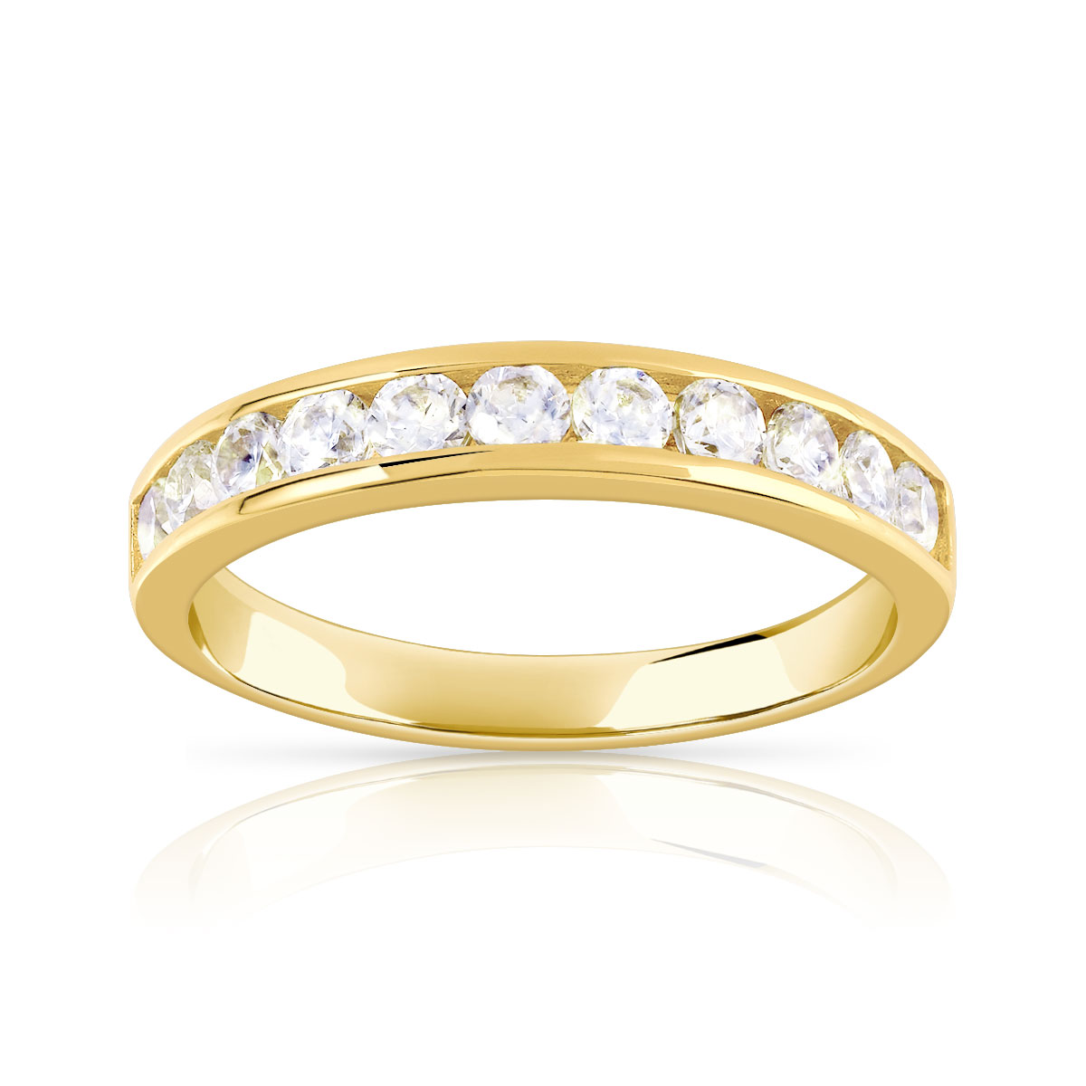 Alliance plaqué or demi-tour zirconias