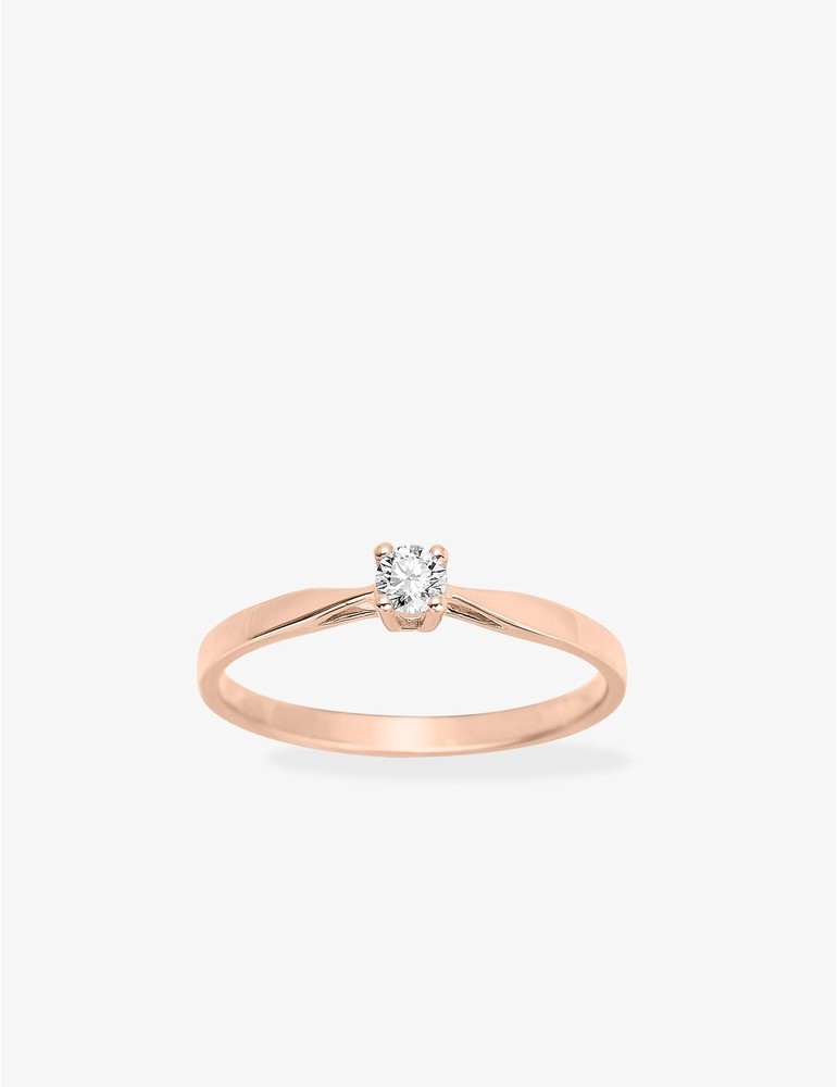 Alliance solitaire en or rose 750 ‰, diamant 0,10 ct SO OR