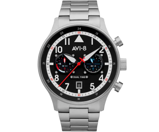 AVI-8 AV-4088-11 Carey Dual Time Montre Homme 44mm 5ATM