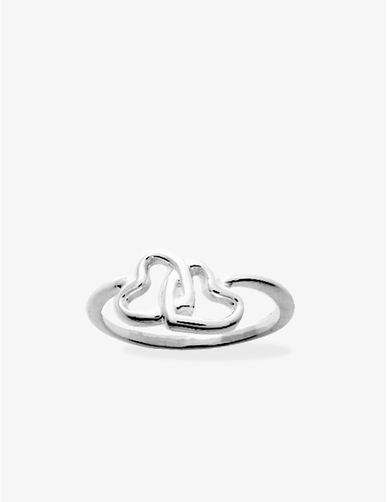 Bague 2 cœurs croisés argent rhodié 925 ‰ SO OR