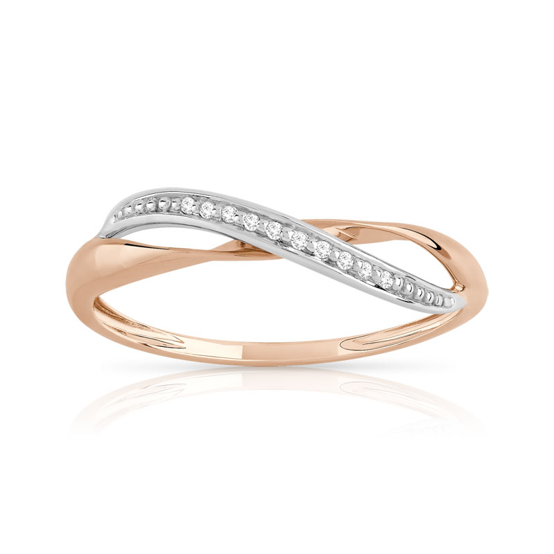 Bague 2 ors 375 croisée diamants