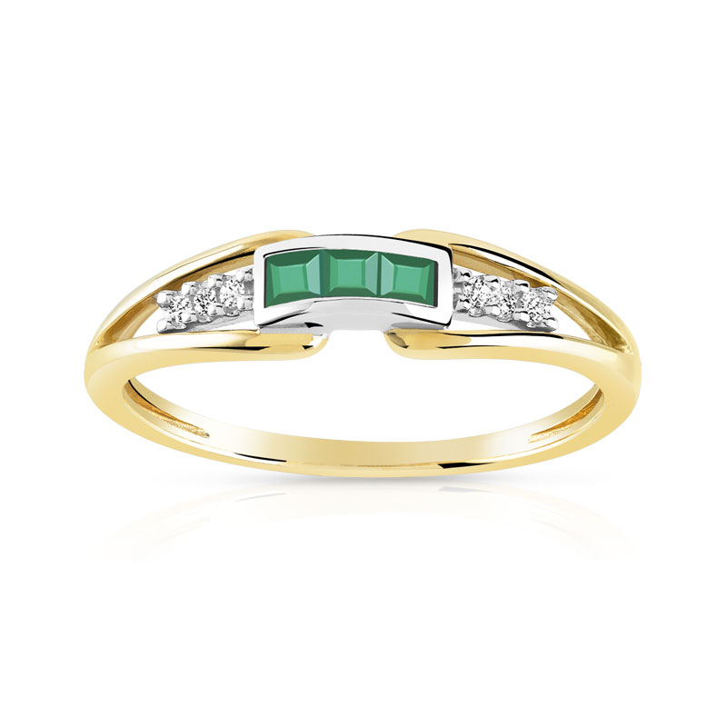 Bague 2 ors 375 émeraudes et diamants