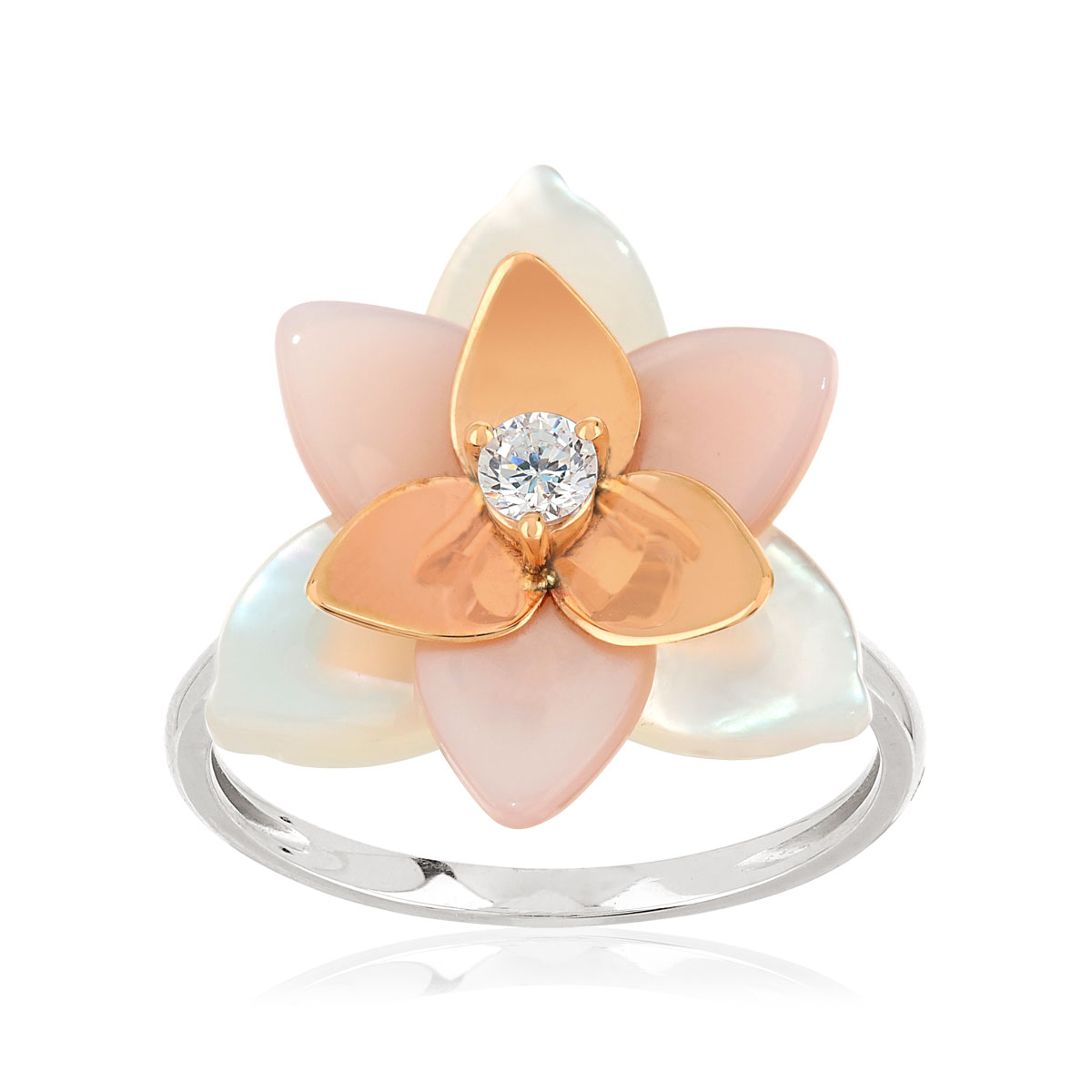 Bague 2 ors 375 nacres zirconia
