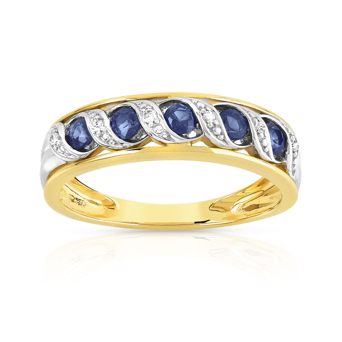 Bague 2 ors 375 saphirs et diamants