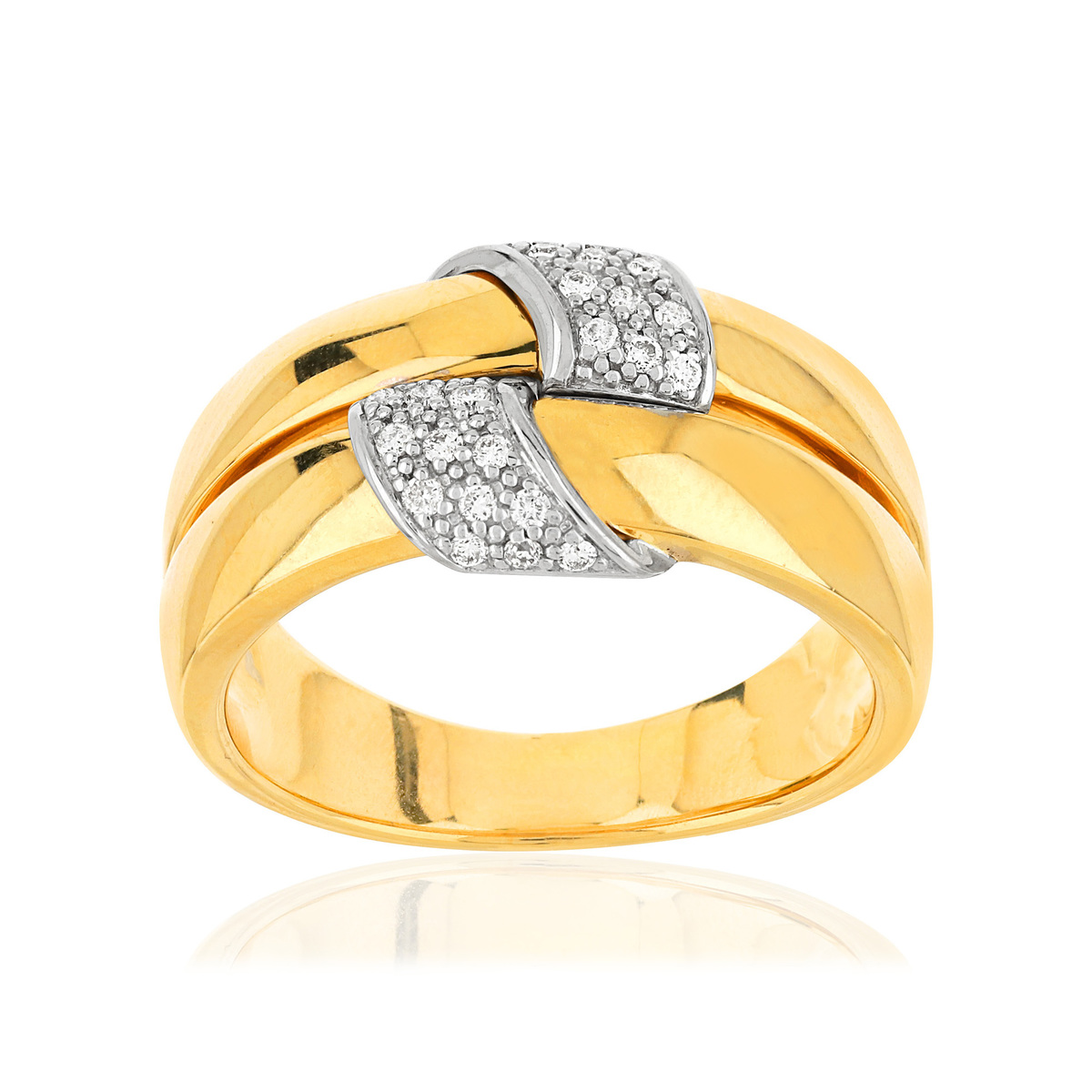 Bague 2 ors 750 double anneau diamants