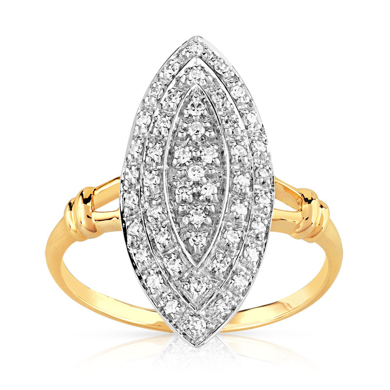 Bague 2 ors 750 marquise diamants
