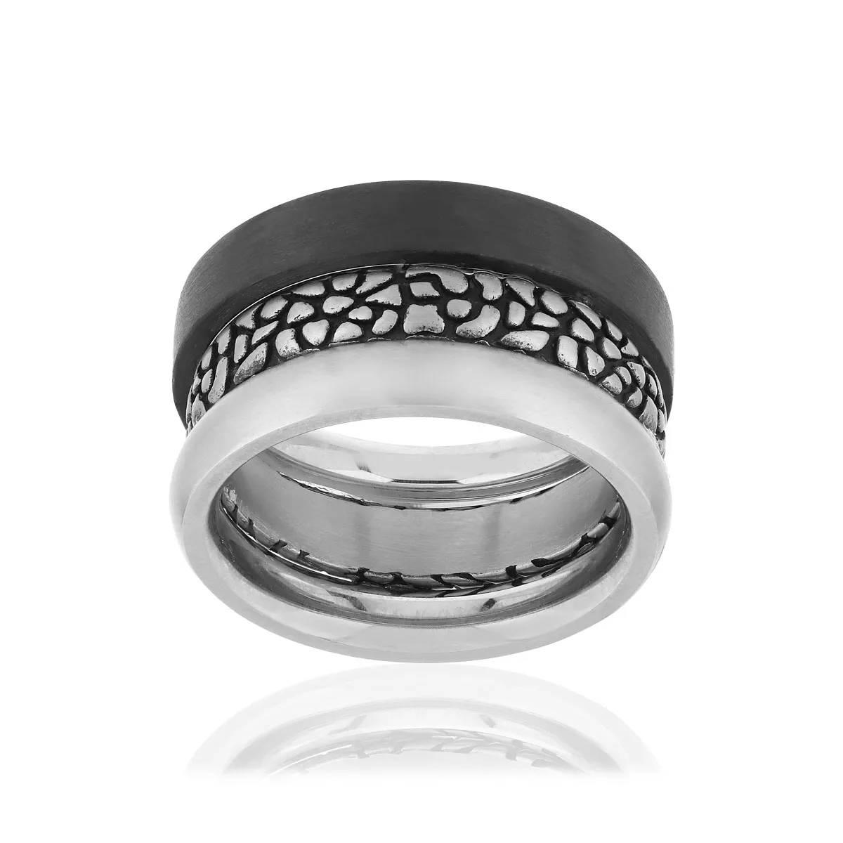 Bague 3 anneaux acier carbone