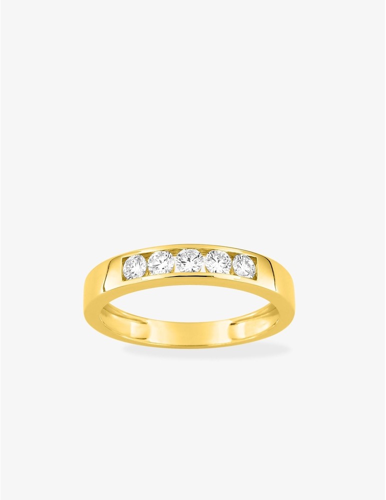 Bague 5 diamant synthétique 0,50 ct serti rail or 375 ‰ jaune SO OR