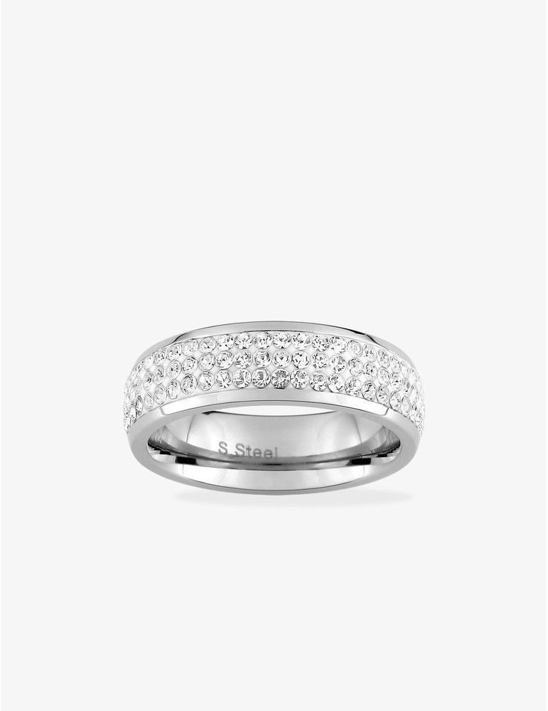 Bague 6 mm acier et oxydes de zirconium synthétiques SO OR