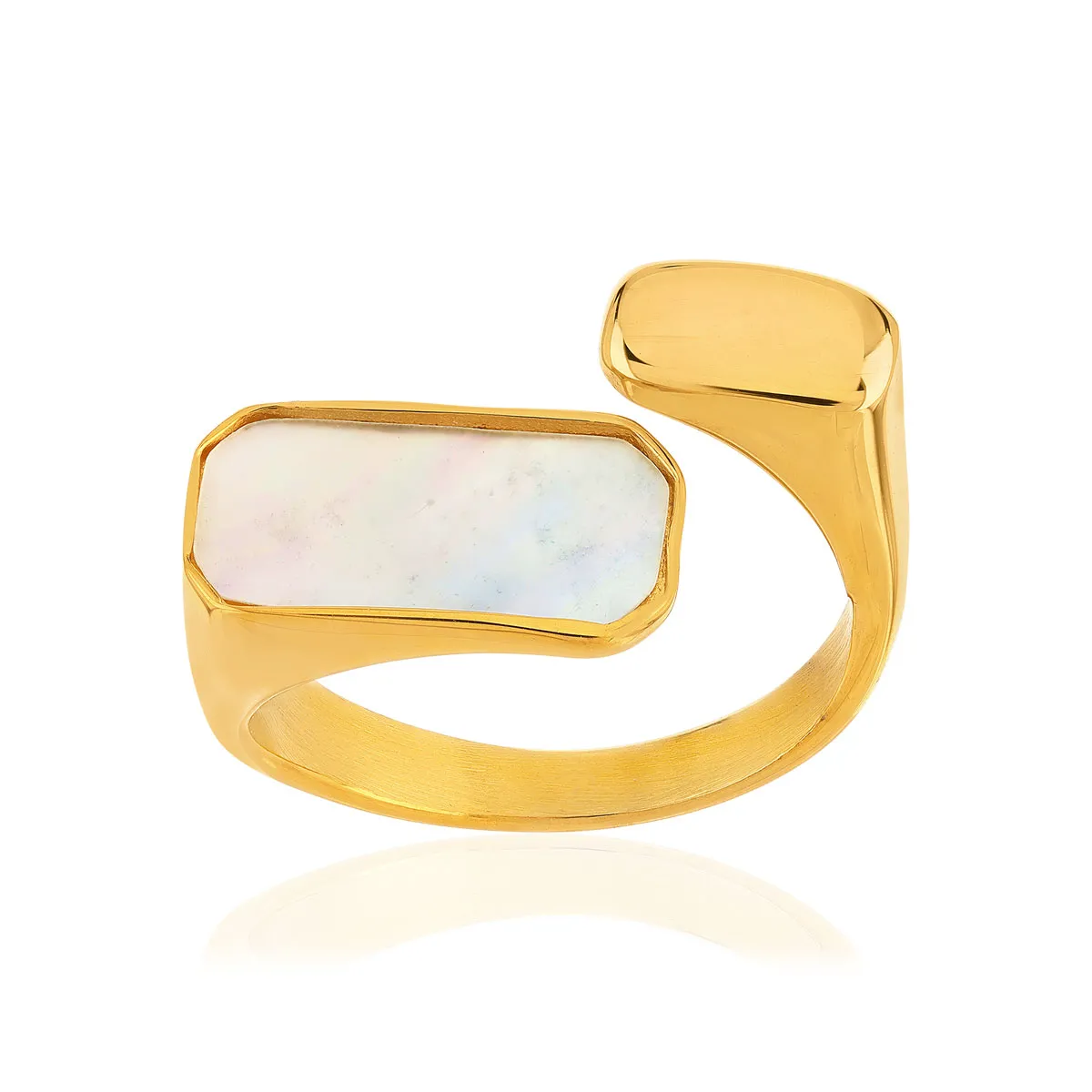Bague acier jaune nacre