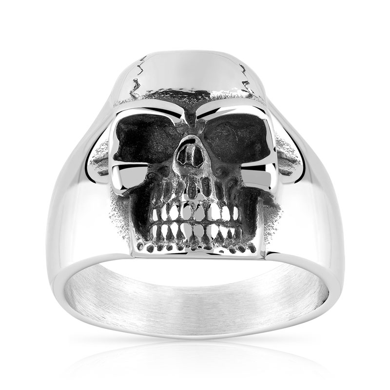 Bague acier tête de mort