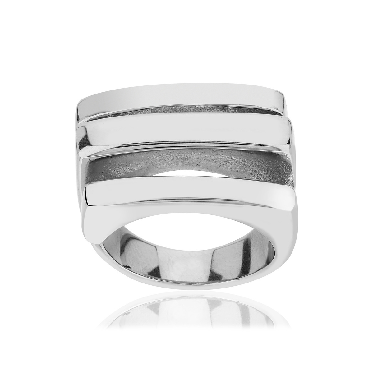 Bague acier triple ajourée