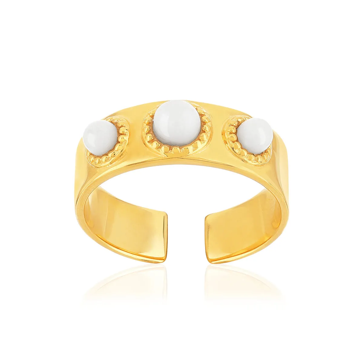 Bague ajustable dorée agates