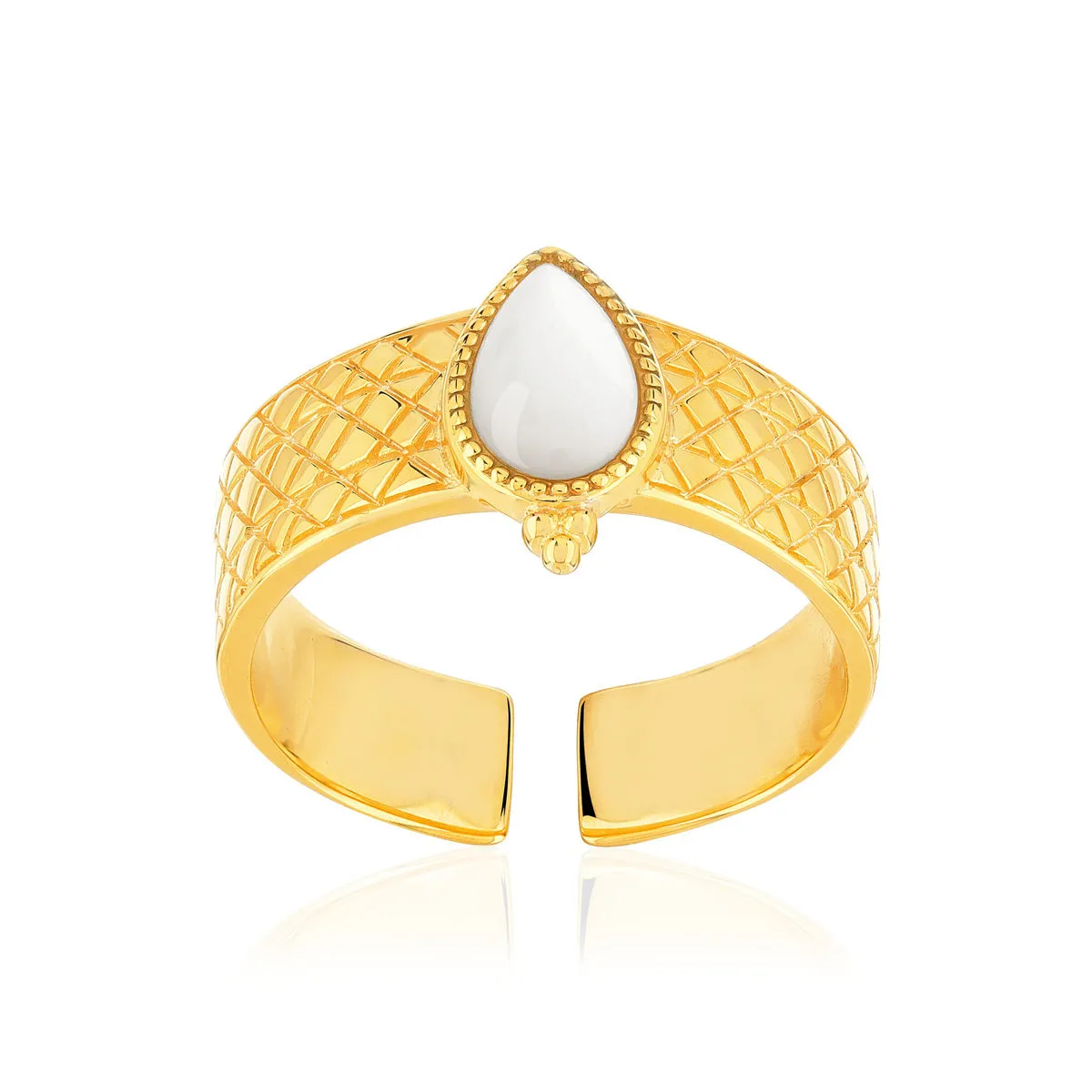 Bague ajustable dorée nacre