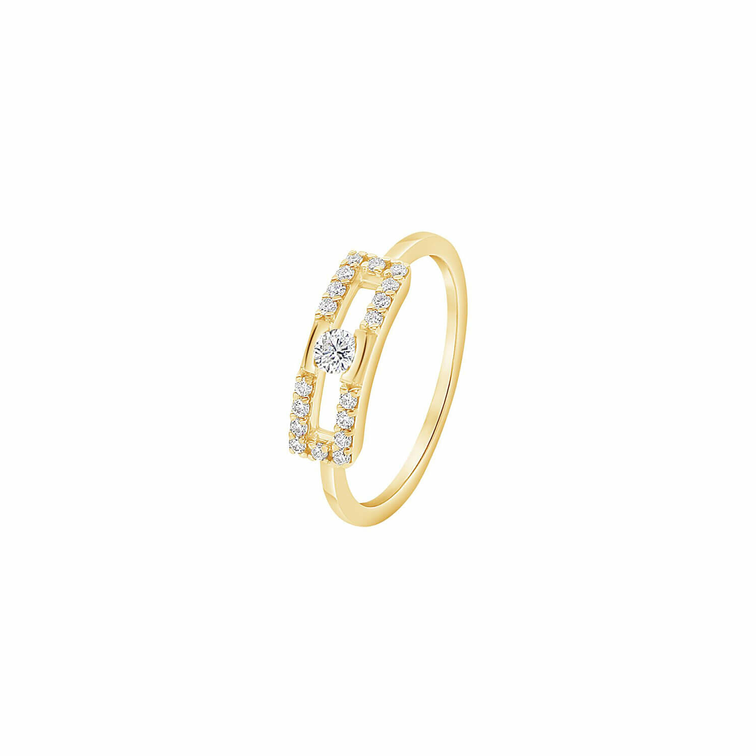 Portofino Bague Antonello Portofino "Petit et Carré" en or jaune et diamants