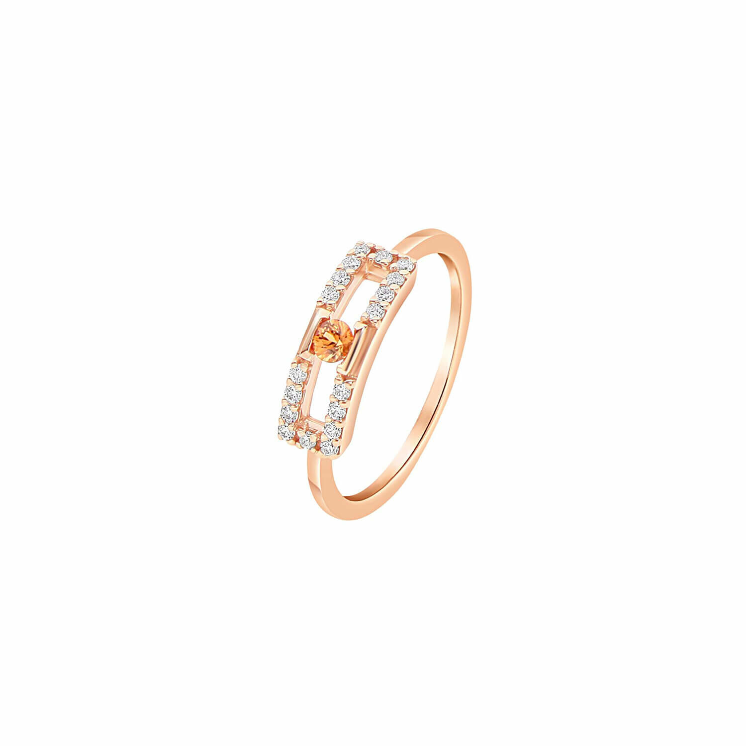 Portofino Bague Antonello Portofino "Petit et Carré" en or rose, saphir orange et diamants