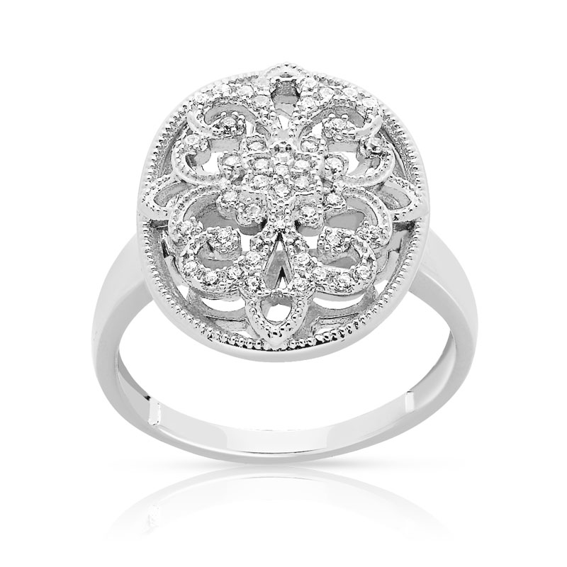 Bague argent 925 ajourée zirconias