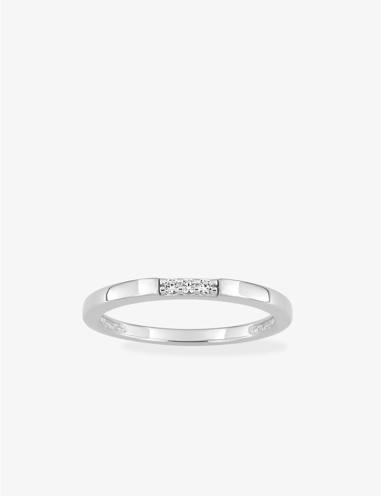 Bague argent 925 ‰ rhodié avec 3 oxydes de zirconium alignés SO OR