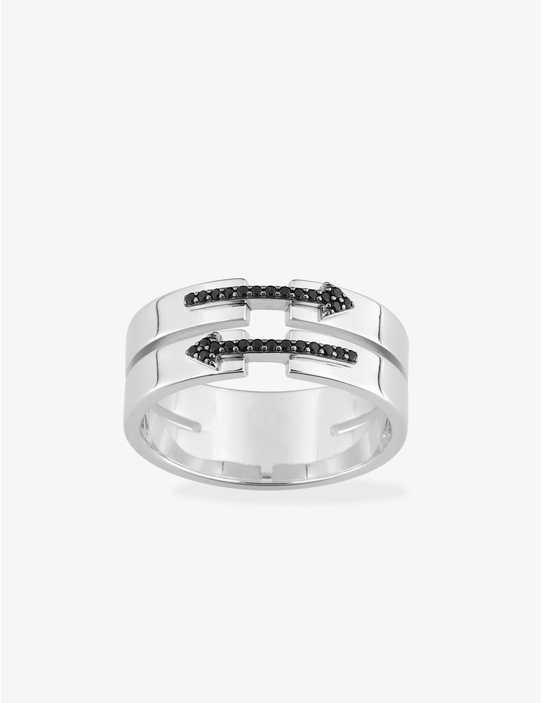 Bague argent 925‰ rhodié double flèche oxydes de zirconium noirs SO OR