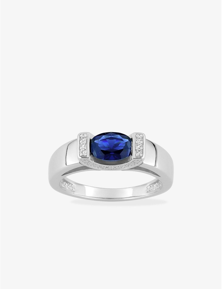 Bague argent 925‰ rhodié et oxyde de zirconium bleu SO OR