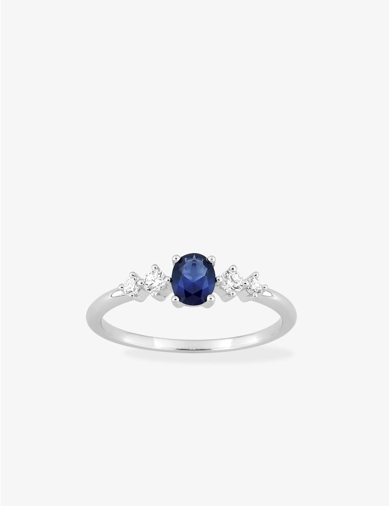 Bague argent 925 ‰ rhodié et oxydes de zirconium bleu et blancs SO OR