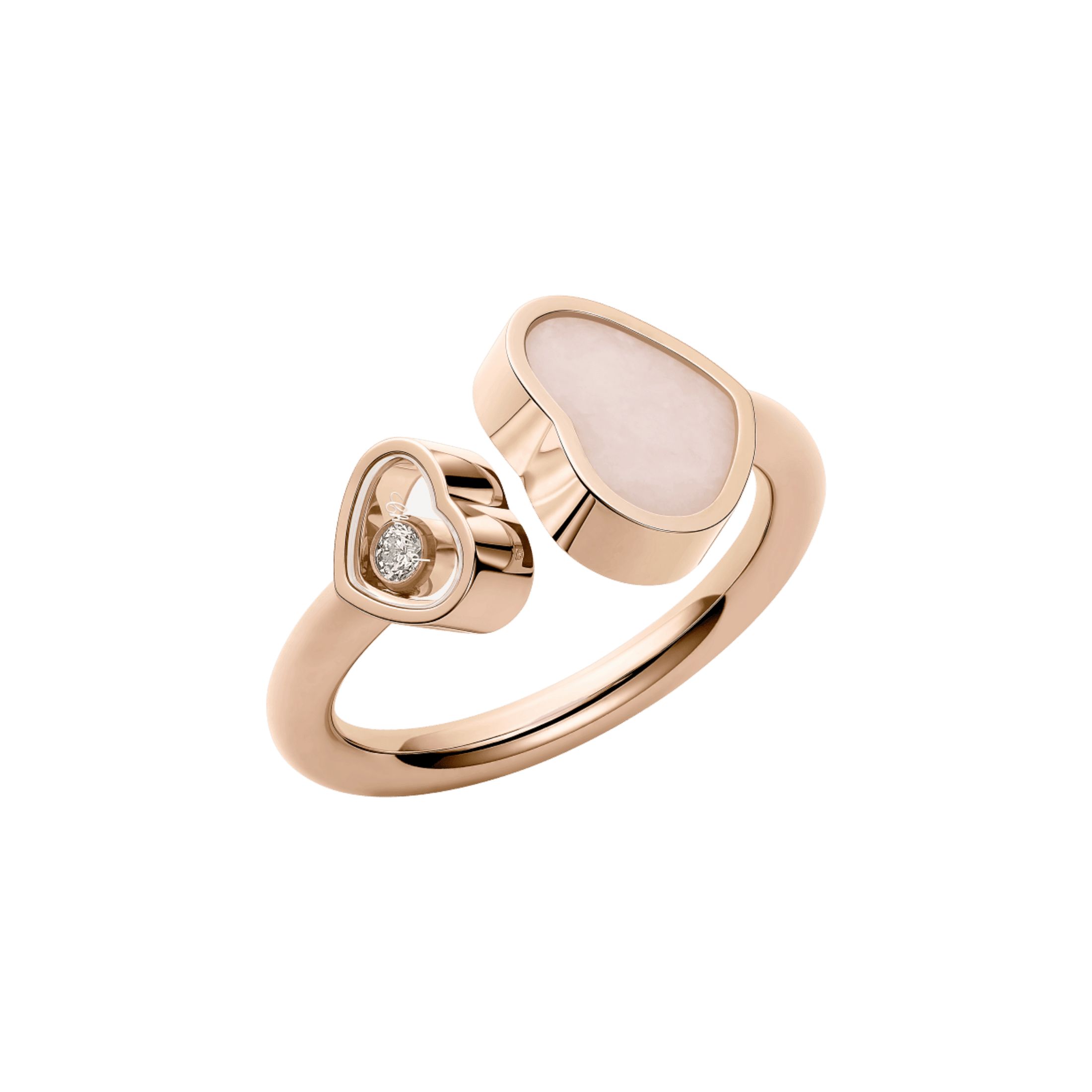 Bague Chopard Happy Hearts en or rose, diamant et opale rose