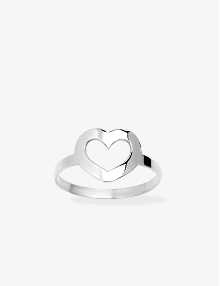 Bague cœur ajouré argent rhodié 925 ‰ SO OR