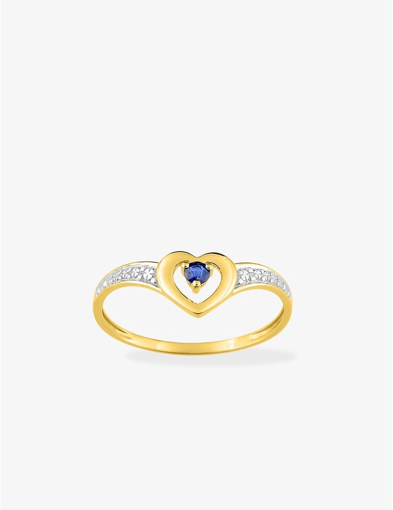 Bague cœur or jaune  750 ‰ et saphir SO OR