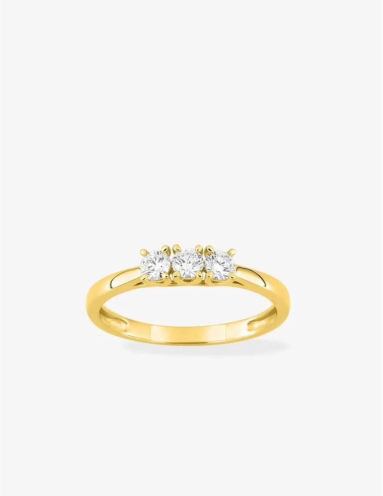 Bague diamants synthétiques 0,30 ct serti griffes or 375 ‰ jaune SO OR