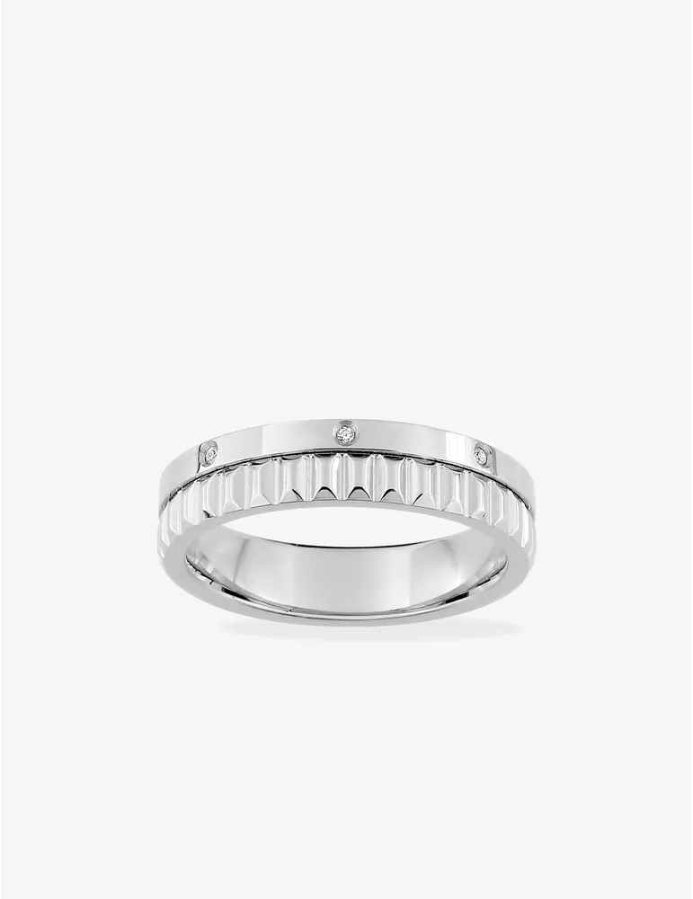 Bague en acier gris avec oxydes de zirconium SO OR