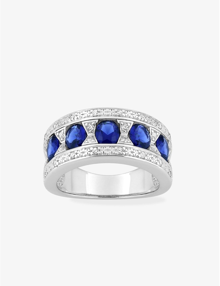 Bague en argent 925 ‰ rhodié avec oxydes de zirconium bleus et blancs SO OR