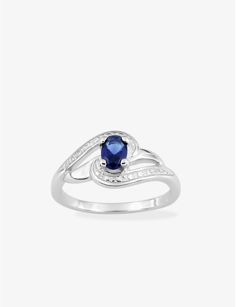 Bague en argent 925 ‰ rhodié et oxyde de zirconium bleu SO OR
