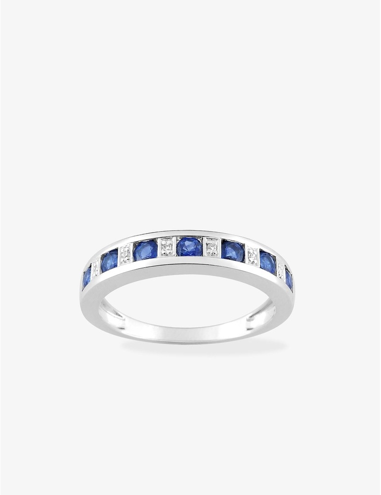 Bague en or blanc 750 ‰, saphirs et diamants SO OR