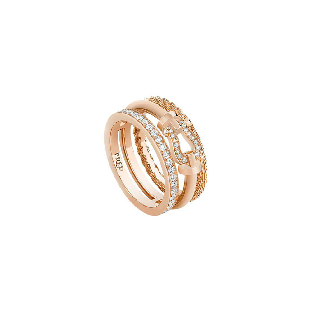 Force 10 Bague FRED Force 10 Rise en or rose et diamants 4B1020