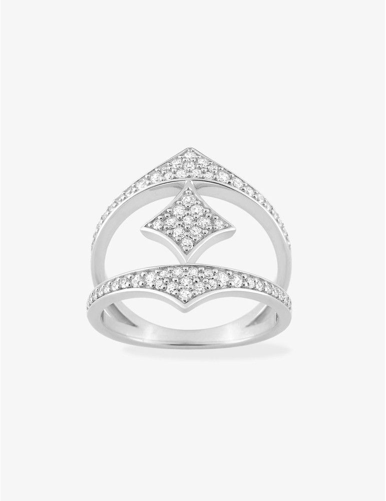 Bague géométrique argent 925‰ rhodié et oxydes de zirconium SO OR