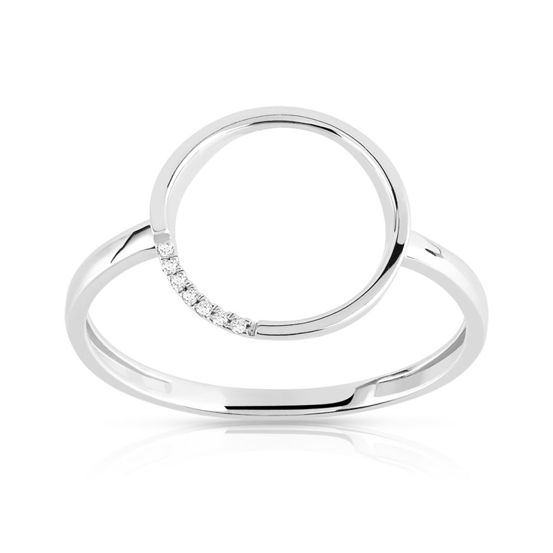 Bague or 375 blanc cercle diamants
