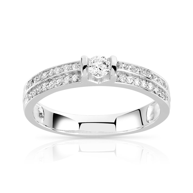 Bague or 375 blanc zirconias
