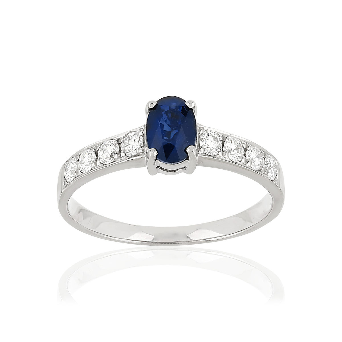 Bague or blanc 750 saphir diamant