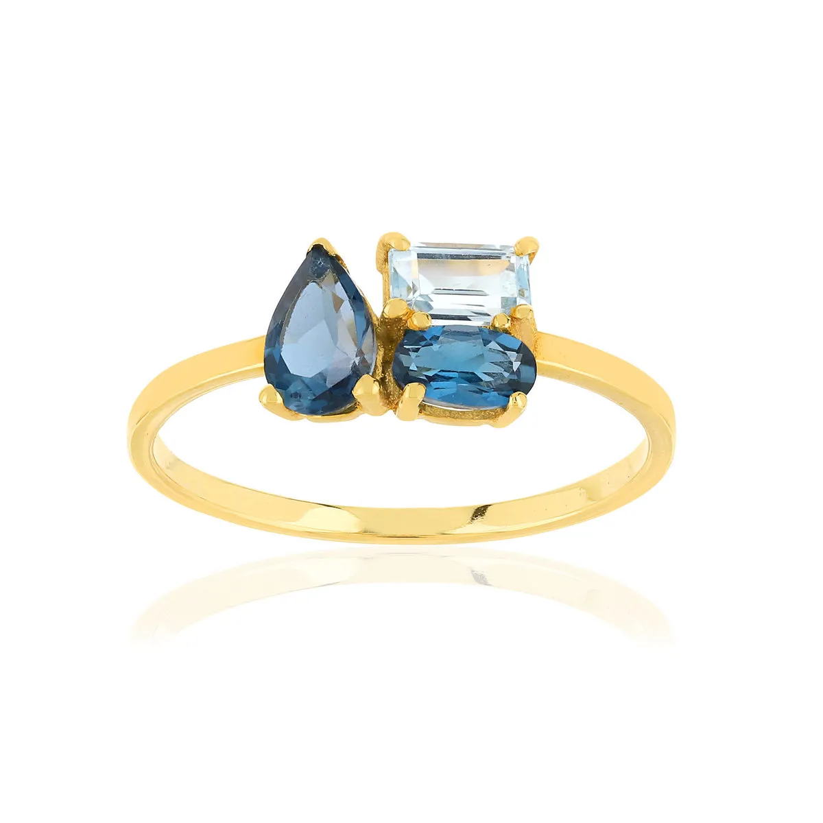 Bague or jaune 375 topazes