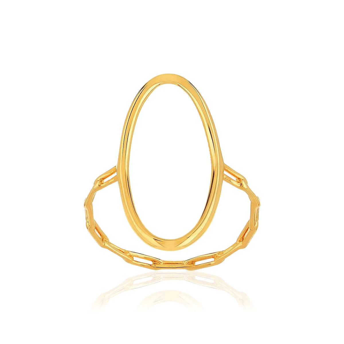Bague plaqué or jaune, motif ovale style chaînage