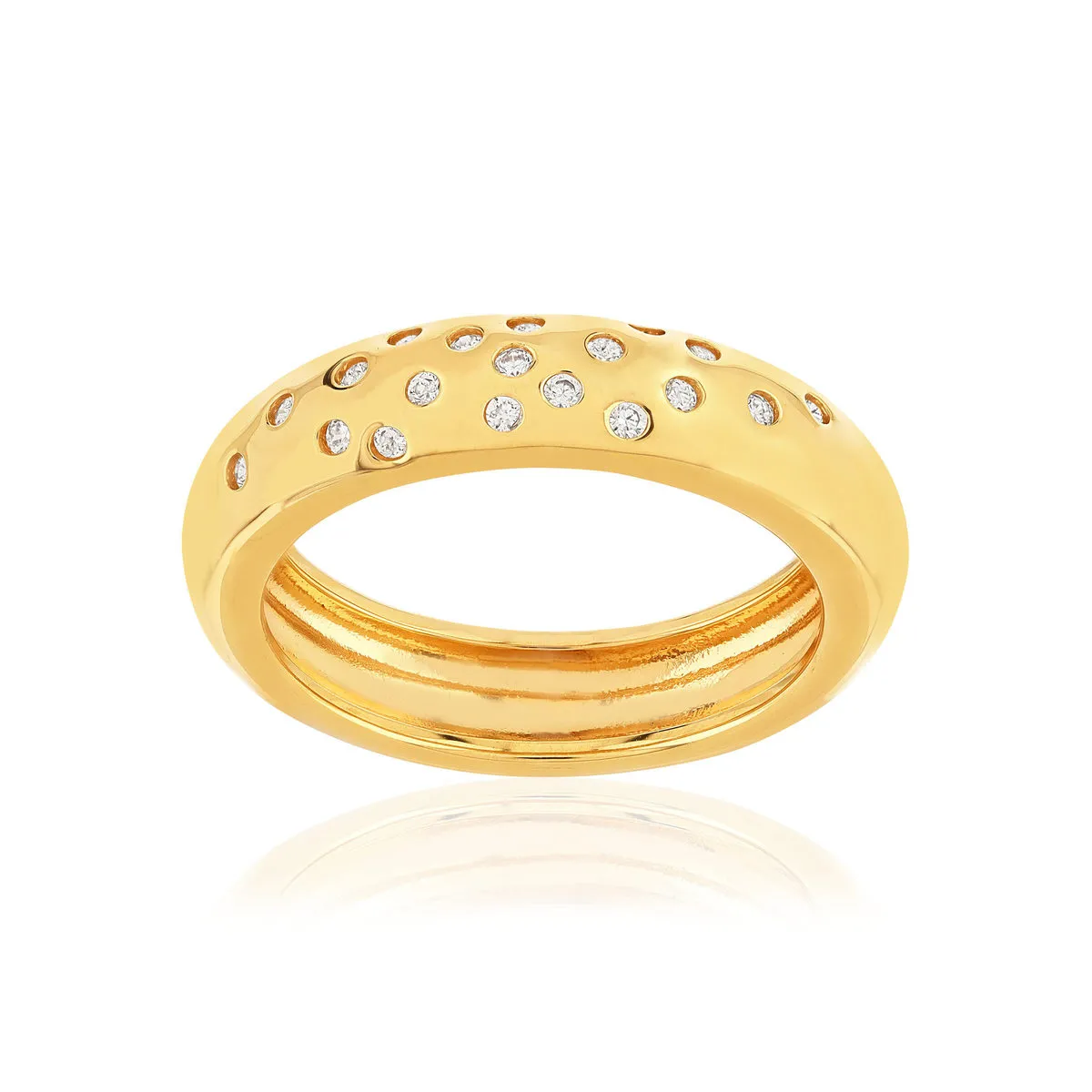 Bague plaqué or jaune zircons